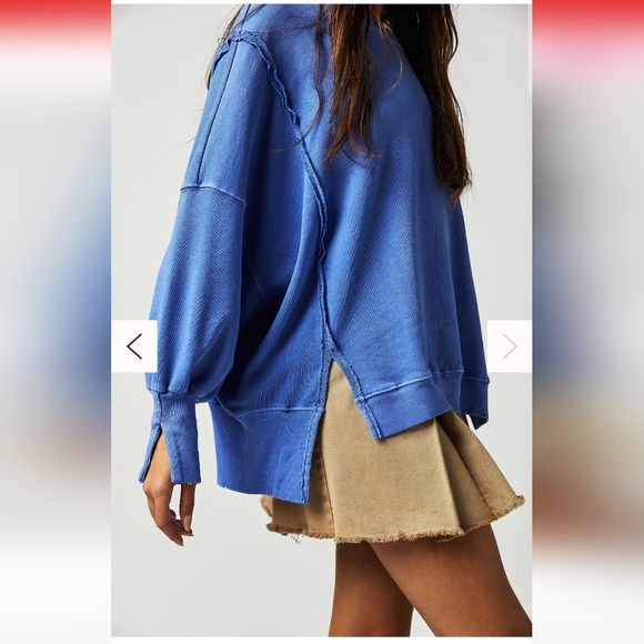 NWT FREE PEOPLE CAMDEN IRIS BLUE OVERSIZED PULLOVER Sweatshirt We The Free - Picture 2 of 6
